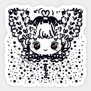 whimsical cute girl illustration Sticker